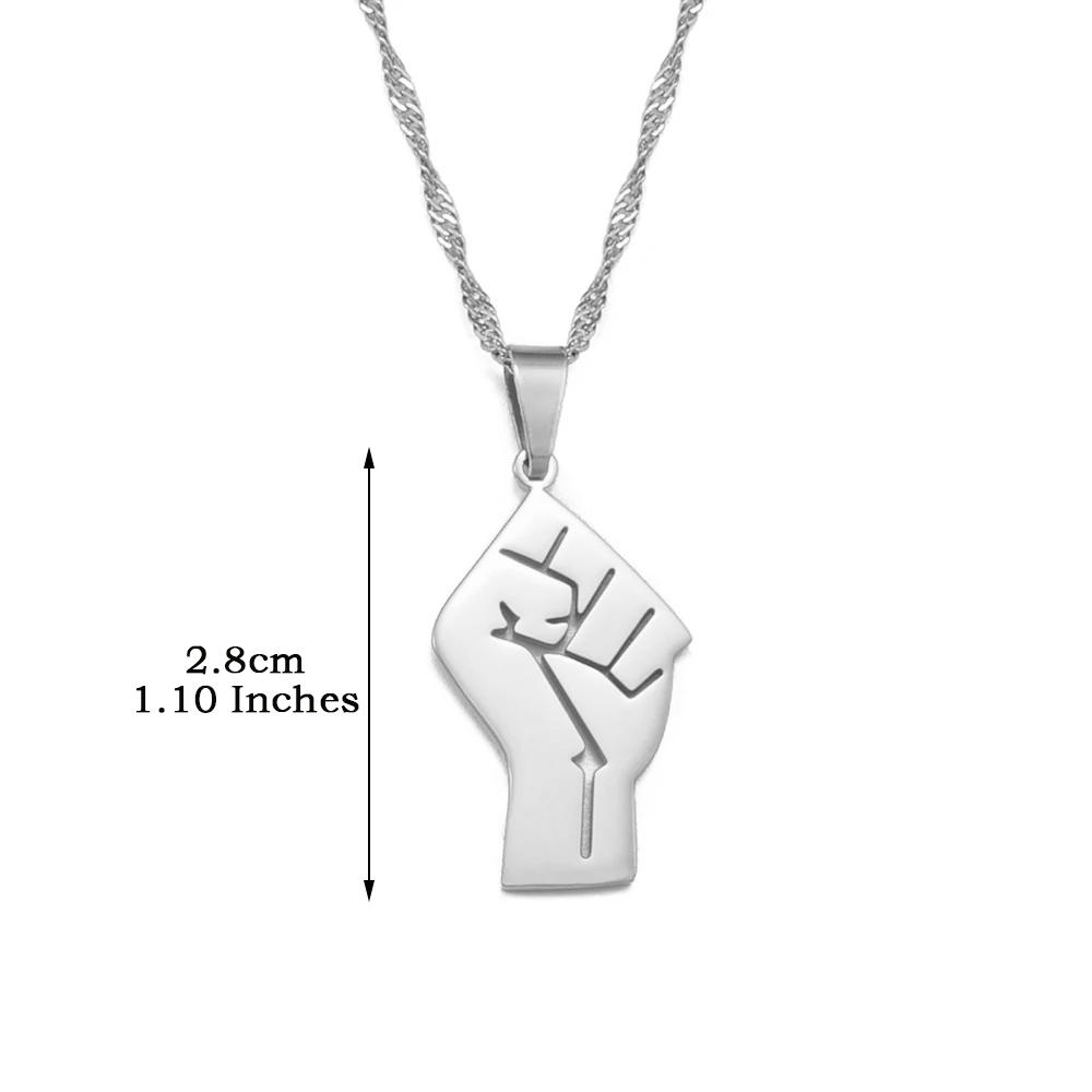 Anniyo 2.8CM African Fist Symbol Pendant Necklaces Silver Color/Gold Color Charm Black Lives Matter Chains Jewelry #204821 60cm or 23.6 Inches
