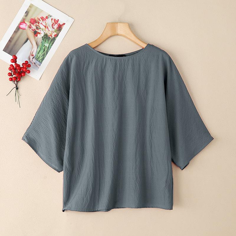 ZANZEA Women Casual 3/4 Sleeve Summer Loose Stripe Blouse