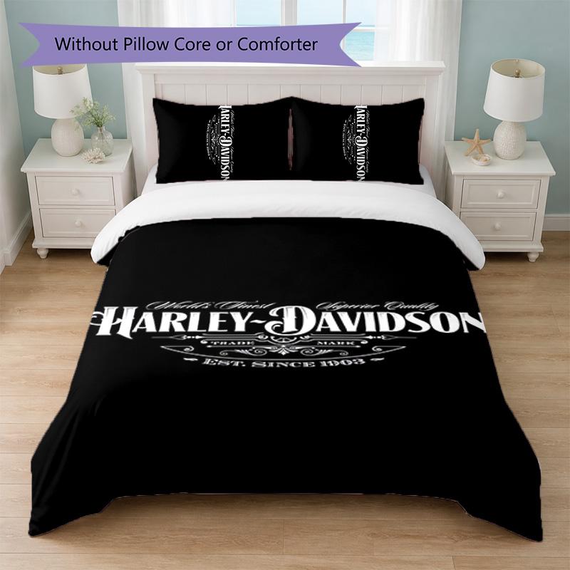 Set Copripiumino Harley-Davidson 3 Pezzi 1 Copripiumino e 2 Federe Biancheria da Letto Morbida per Camera da Letto Domestica