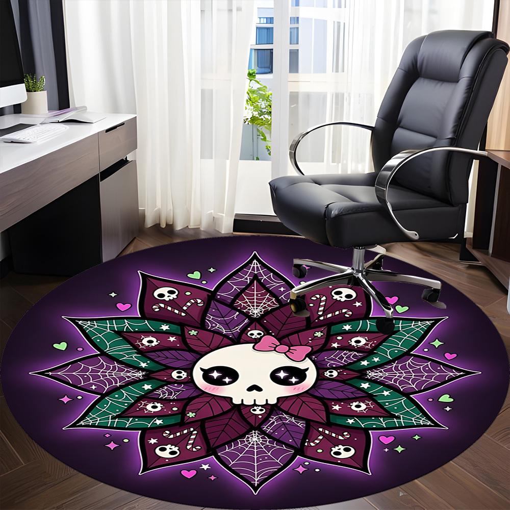 1pc Gothic Mandala Office Round Rug, Non-slip, Soft and Durable Office Rug for Interior Decoration, Perfect for Office,Decoration yy260204028