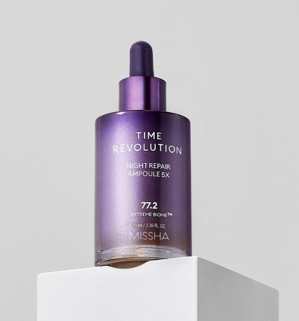 MISSHA Time Revolution Night Repair Ampoule 5X 70ml | Probiotic Anti-Aging Serum