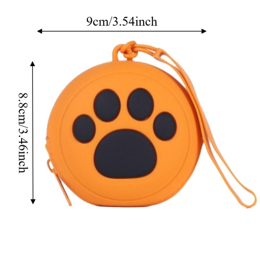 Multi-functional Waterproof Silicone Dog Treat Pouch Round Zippered Training Reward Pouch Paw Print Dog Treat Bag Keys