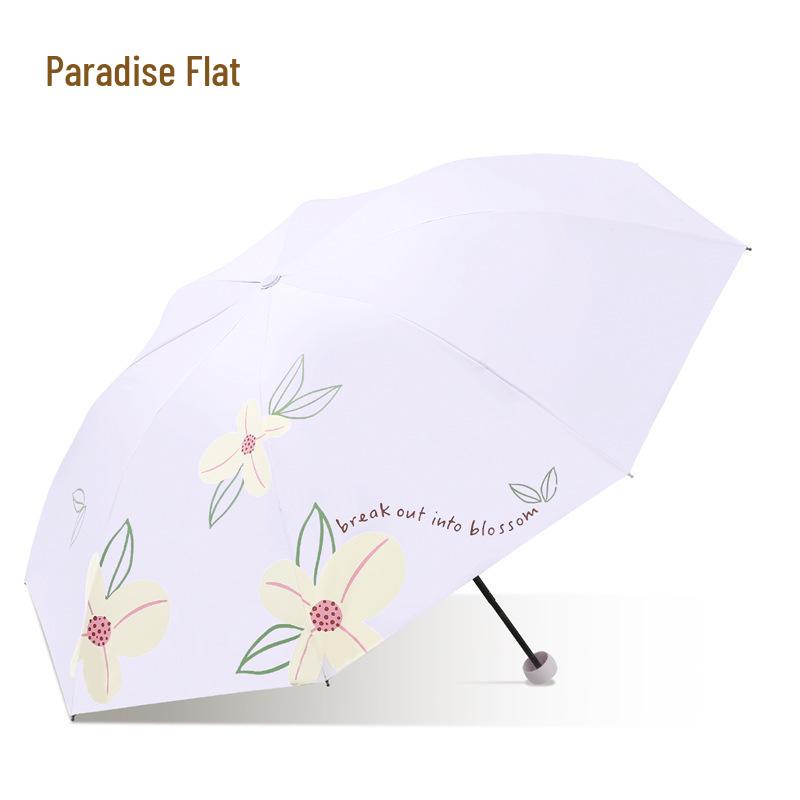 Paradise Umbrella UV Protection Women's Cartoon Sunshade: Lightweight, Portable Black Glue Folding Umbrella for Rain or Shine