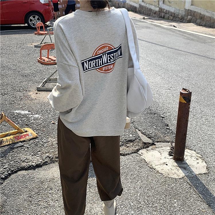 Padded Loose Casual Sweater Female Fall and Winter Jacket Ancient Round Neck Long Sleeve Bottoming Shirt Tops Fashion Retro Versatile Sweatshirt