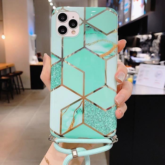 Coque pour iPhone 12 Pro Max - Marbre - Turquoise - Anti-Rayure - Souple - Brillant