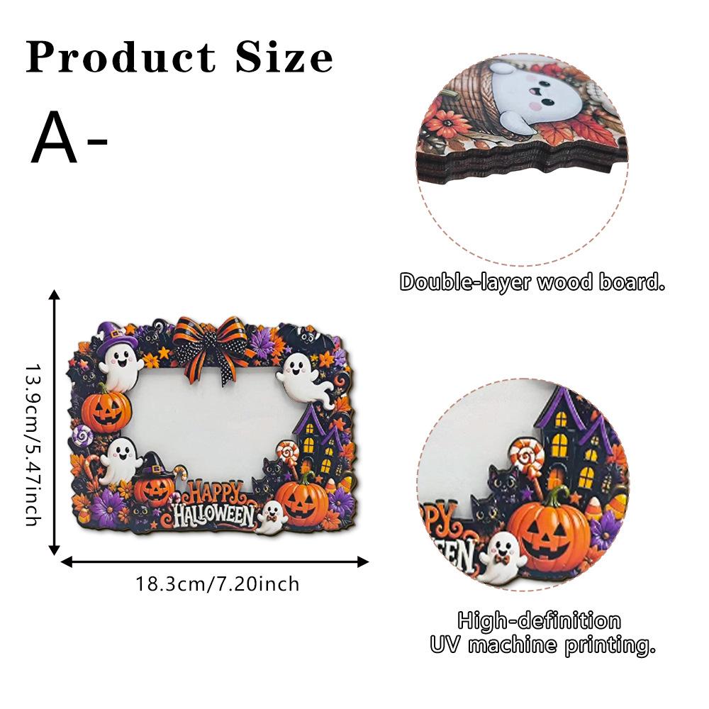 Halloween Vintage Ghost Pumpkin Holiday Atmosphere Home Photo Display Stand Commemorative Frame
