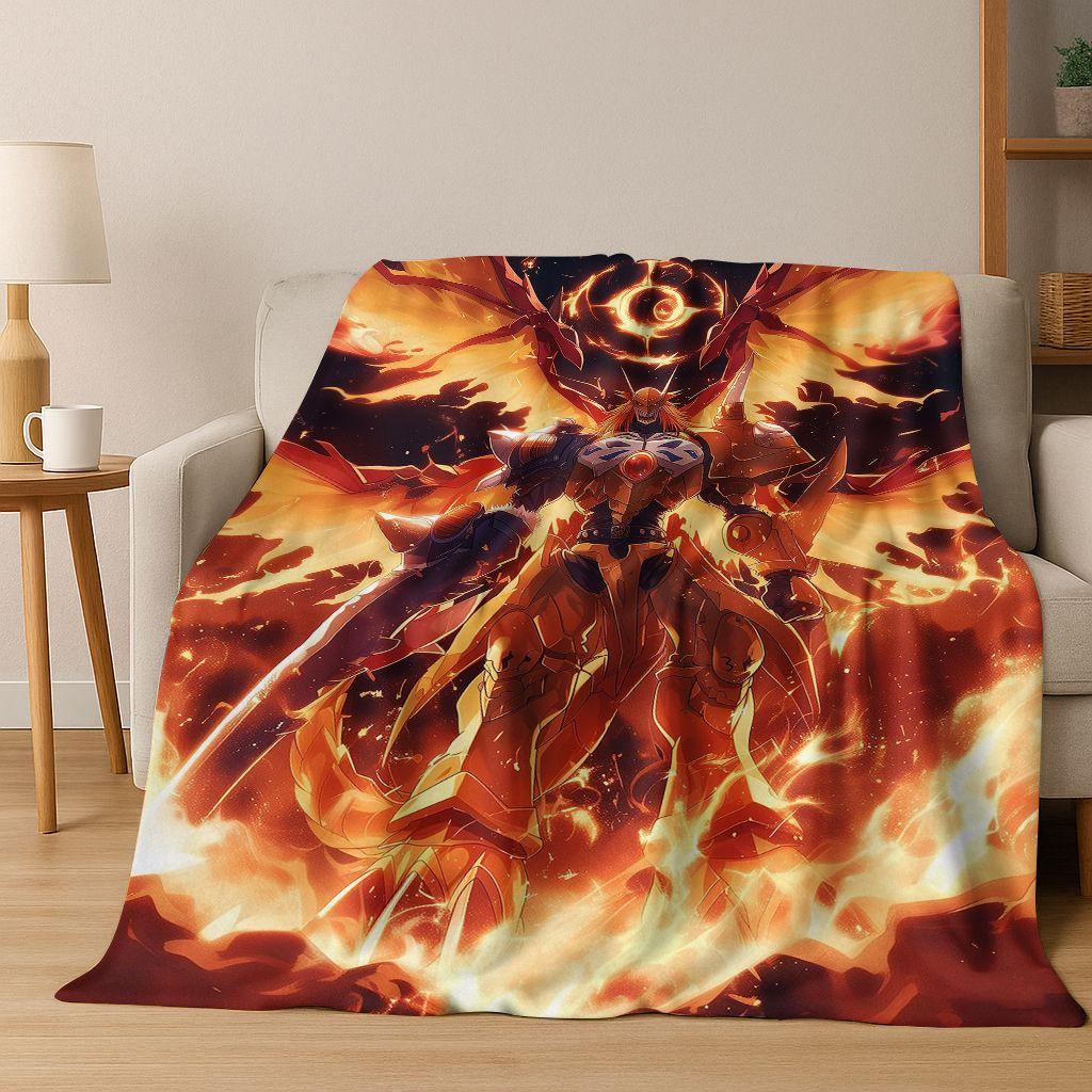Retro Digimon Adventure Angewomon Agumon Cartoon Flannel Blanket,Cozy Soft Throw Blanket for Home Bedroom Bed Sofa Cover Kids