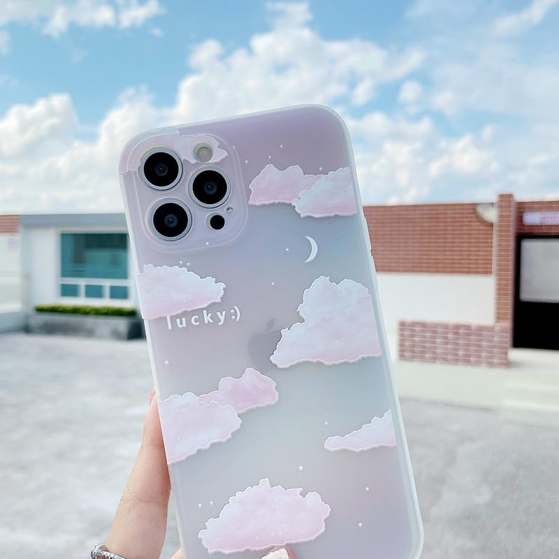 Buy Cute Cloud Pattern Transparent Phone Case for iPhone 12 Pro