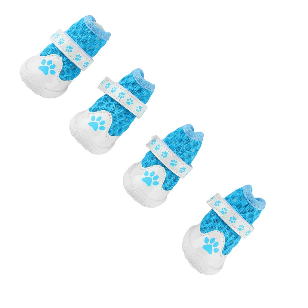 4pcs Dog Booties Summer Fashionable Breathable Mesh Lightweight Slip Resistance Dog Paw Protector