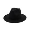 Women'S Black Elegant Wide Brim Fedora Flat Panama Hat Cap Wide Brim Autumn Hat Elegant Imitation Wool Camel Winter Caps