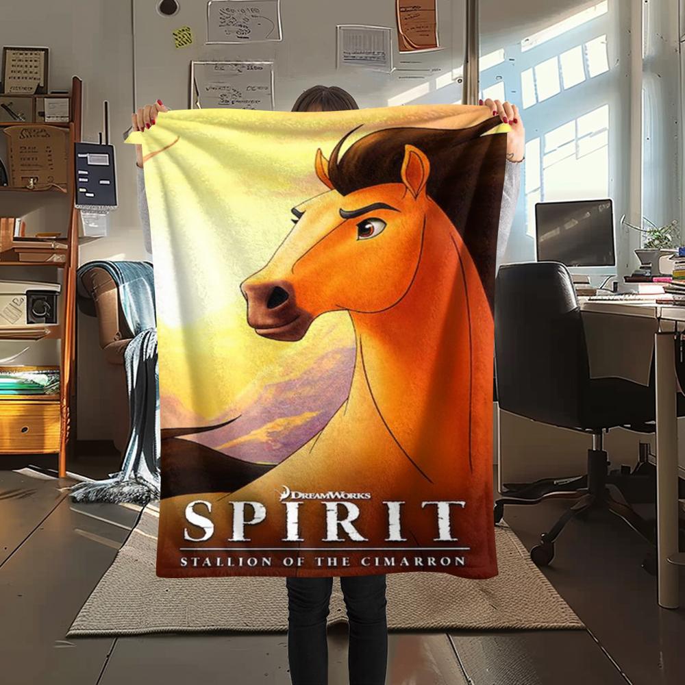 1PC Spirit Untamed Print Flannel Blanket, High quality Comfortable for All Seasons, Home Decor, Warmth and Comfort, Perfect for Christmas Gifts174