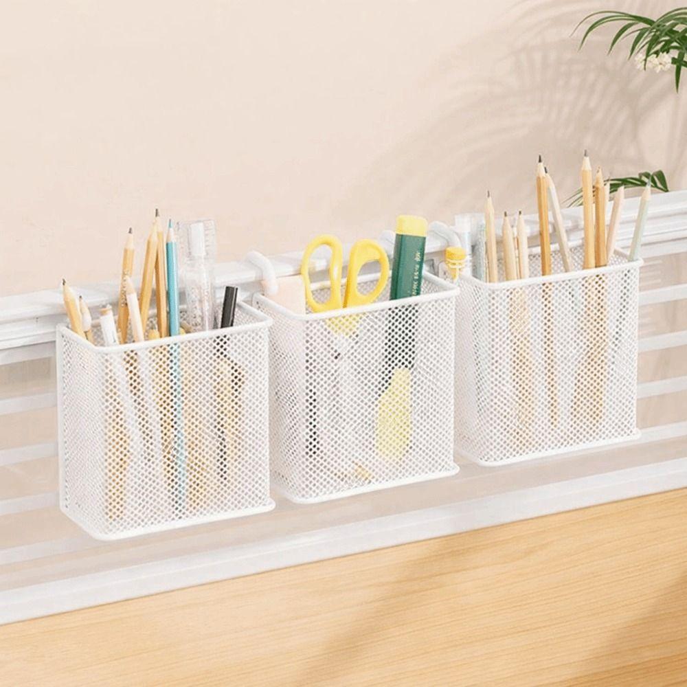 Wall Mounted Metal Hanging Basket Space Saving Stationery Storage Box Pen Holder  Home