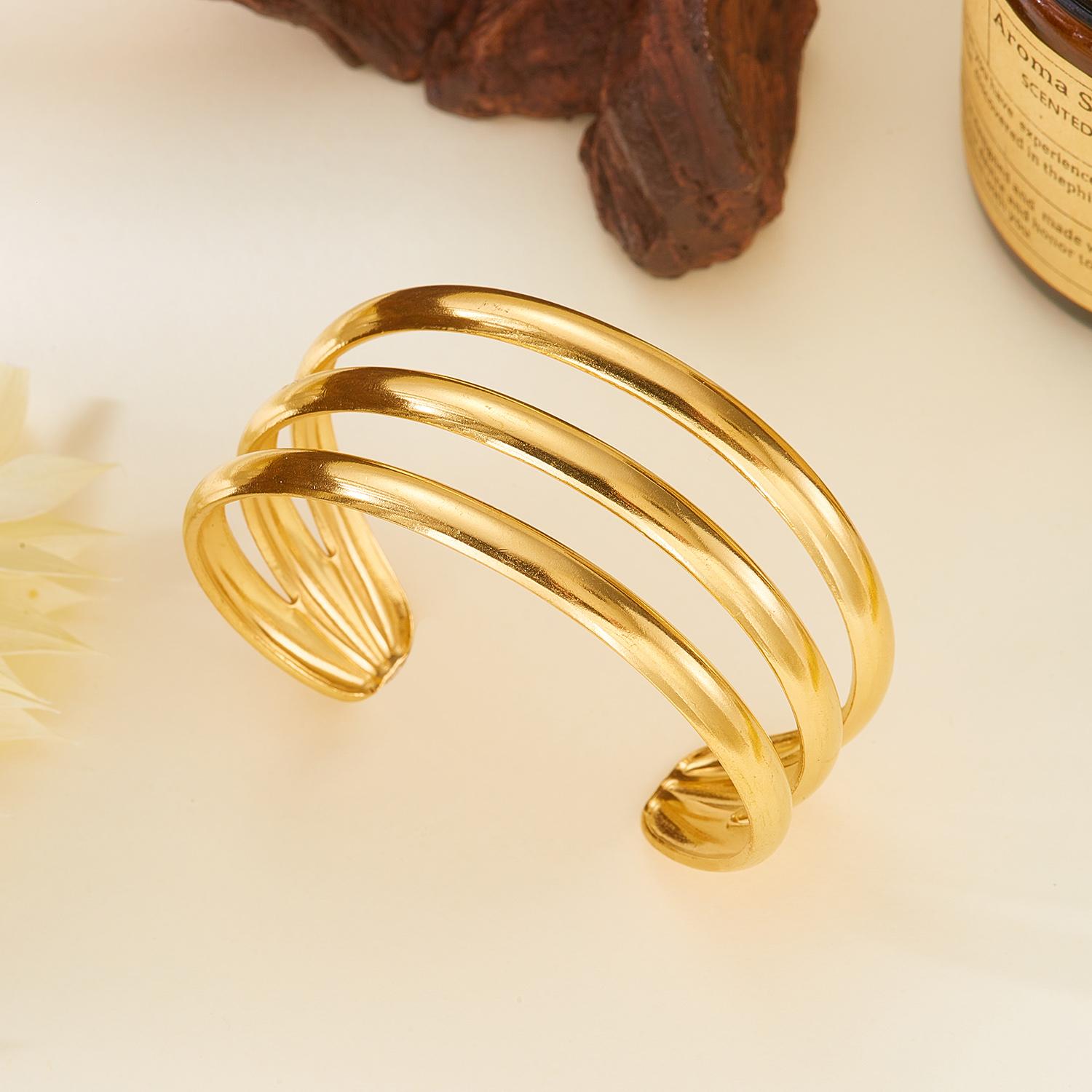 

Multilayer Waterproof Stainless Steel Cuff Bracelet for Women Minimalist Hollow Open Bangle Daily Wear Jewelry Fashion Gift