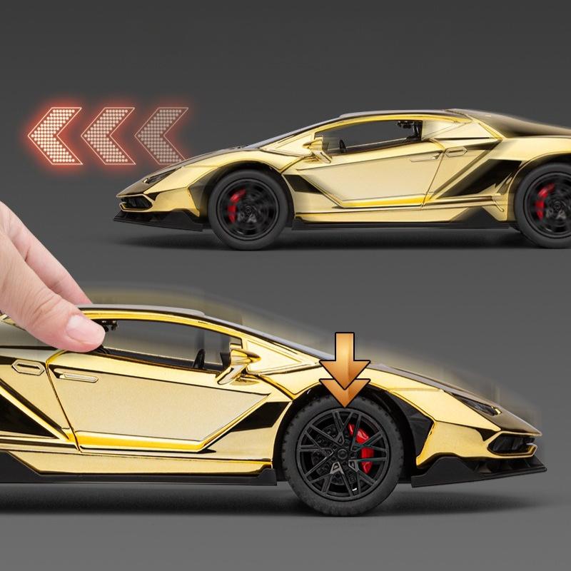 1:24 LP770-4 Simulation Sports car Diecast Metal Alloy Car Model Sound Light Pull Back Collection Kids Toy Gifts