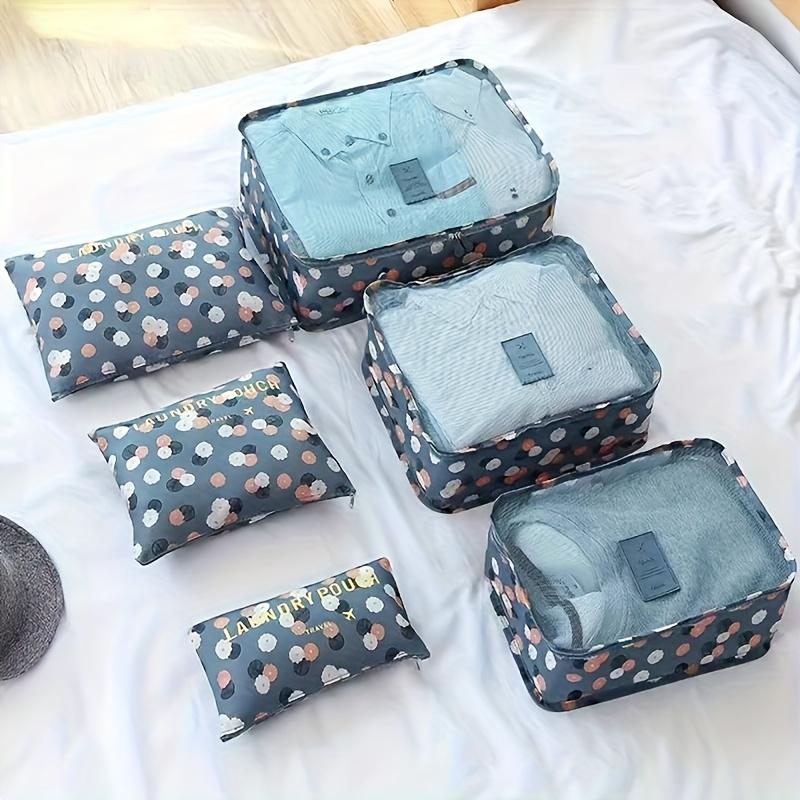 6pcs Blue Floral Travel Organizer Bags Polyester Storage for Clothes Toiletries Accessories Business Trip Home Organization синий 1800₽