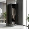 Metal Locker with Lockable Door and Clothes Rail, Single Steel Locker for Home or Office, Black