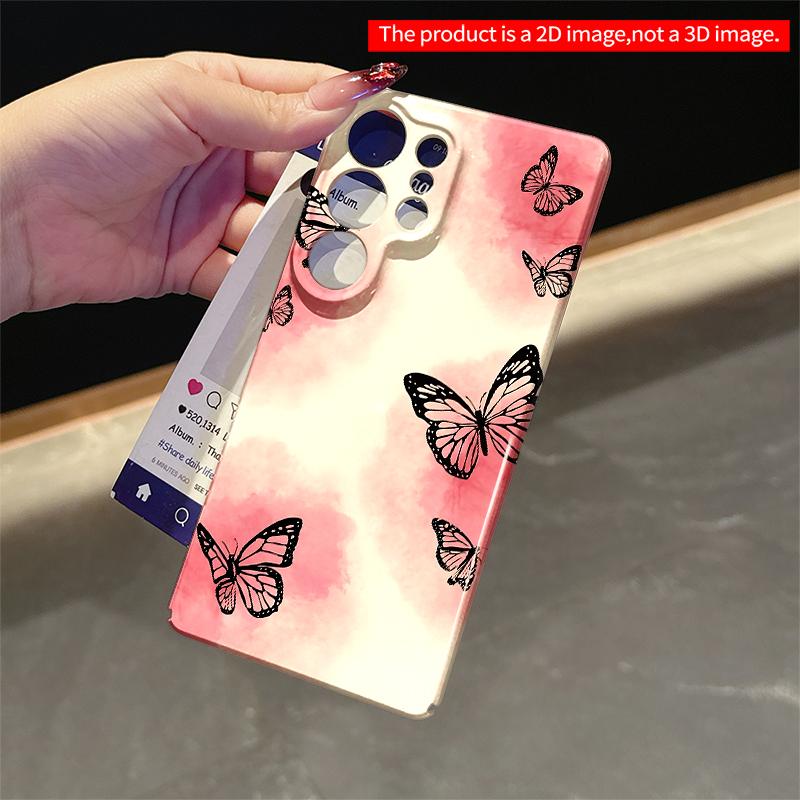 2DFlat Samsung phone case Pink Watercolor Butterflies Mobile Phone Case Applicable to Galaxy S22 S23 S24 S25ULTRA S26 A12 A13 A14 A15 A16