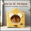 Casa de Animal de Estimação Fofa 3D com Orelhas: Tenda Espaçosa para Gatos e Cães Pequenos a Médios