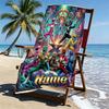Custom Name Personalized Power Rangers Print Beach Towel, for Trip Camping Beach Party Home Decor, Birthday Gift for Family & Friends
