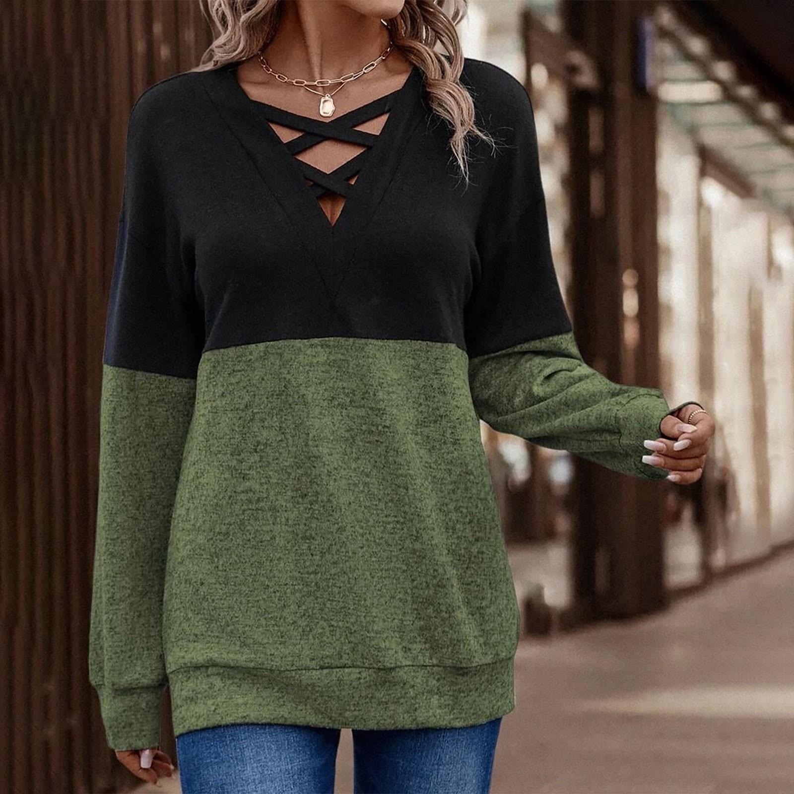 

Женская повседневная футболка с v-образным вырезом и контрастной вставкой с заниженными плечами и рукавами L зелёный