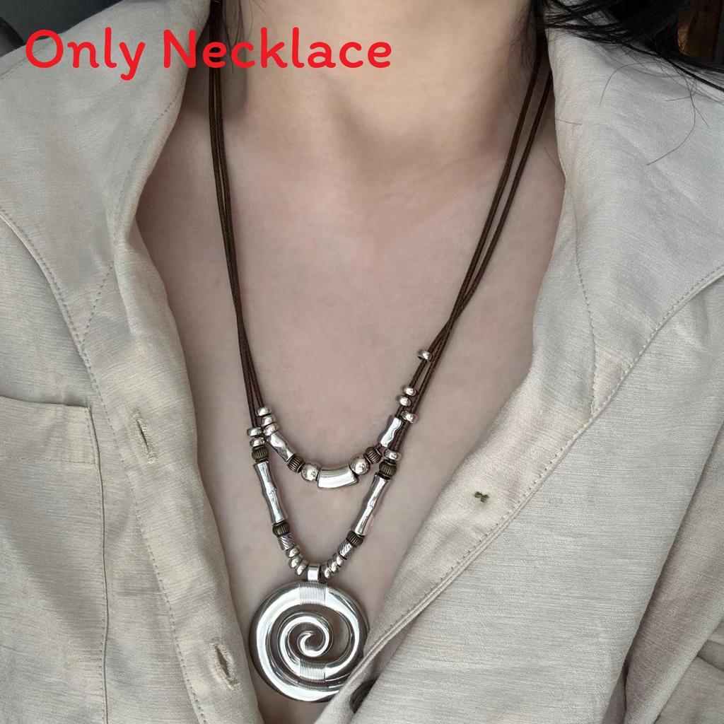 Collana con Ciondolo a Spirale Bohemien con Design Geometrico in Lega per Donne e Uomini