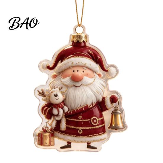 Seasonal Hanging Ornaments for Holidays 2D Flat Acrylic Christmas Ornaments, Decorative Holiday Tree Decorations Lightweight Decor Festivals