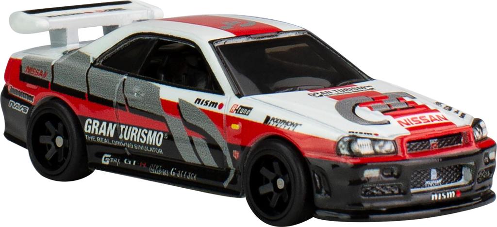 Hot Wheels Pop Culture Gran Turismo - Nissan Skyline GT-R (BNR34) Vehicle Toy, Red, for Ages 3 and Up, HKC28