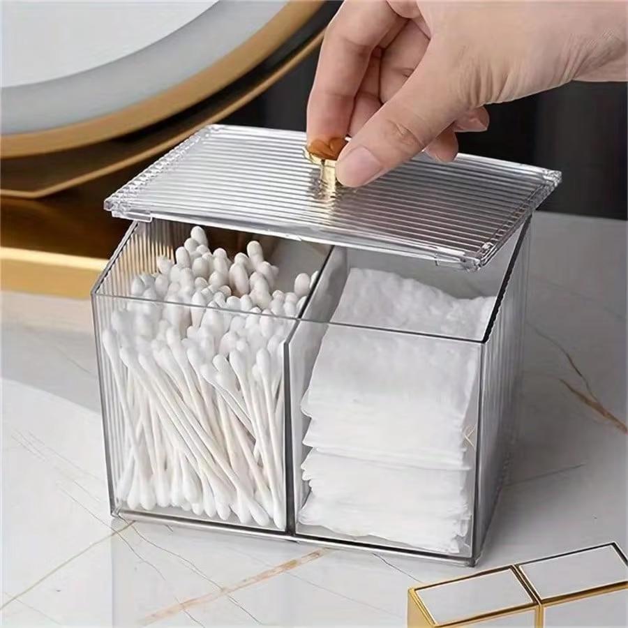 Clear Cosmetic Cotton Pad Storage Container, Multifunctional Desktop Organizer, Perfect for Storing Skincare Tools & Daily Cosme