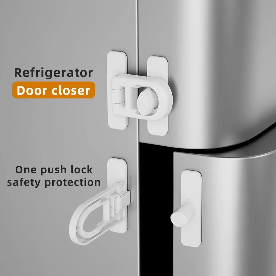 Easy-Install White Fridge & Freezer Door Lock  Bedroom Door Lock Rotate Without Drilling Holes No Tools or Drilling Required