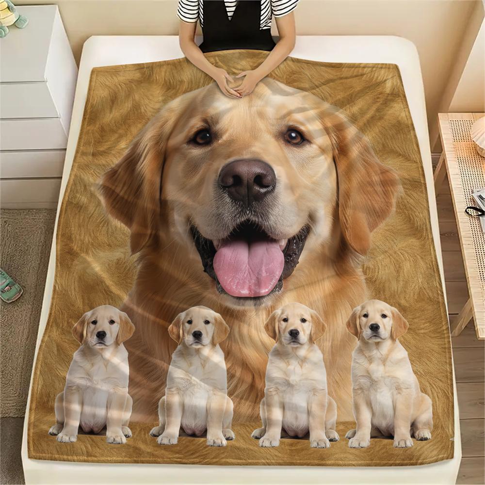 1 st Golden Retriever Husky Tryck Flanellfilt, Hög kvalitet Bekväm för Alla Årstider, Heminredning, Värme och Komfort, Perfekt för Gåvor