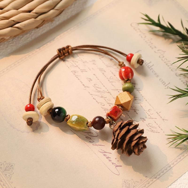 Retro Natural Plant Fruit Bracelet Hand Woven Acorn Hand Rope Women's Niche Literary Bracelet