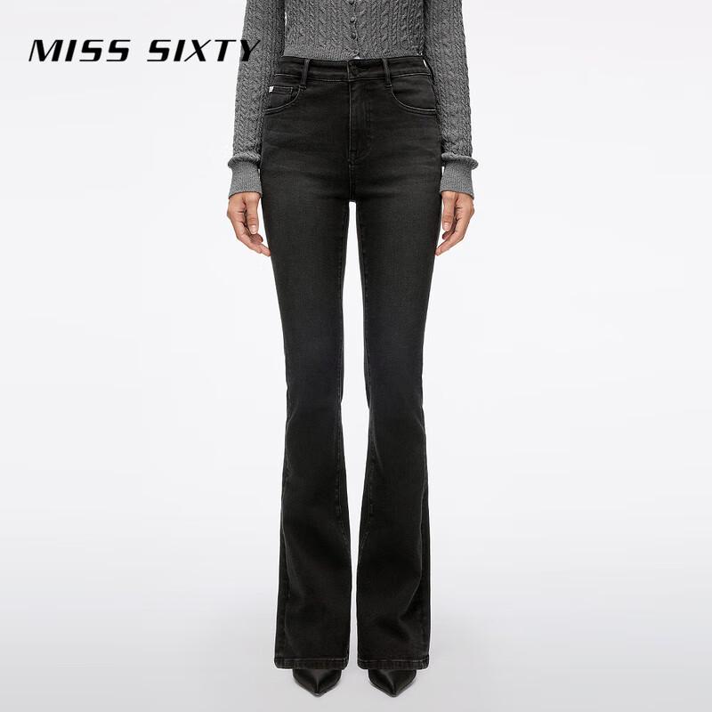 

MISS SIXTY Women s Irregular Distressed Mid-Rise Slim Flared Jeans 24