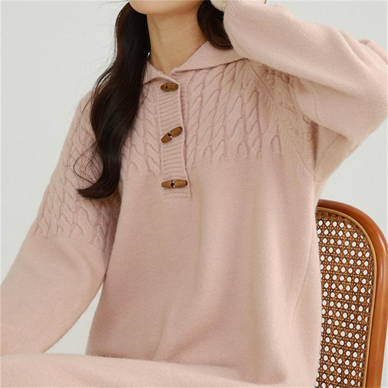 Women's Elegant Twisted Knit Sweater Dress - Petite, Versatile, Slimming, and Thickened for Autumn/Winter.
