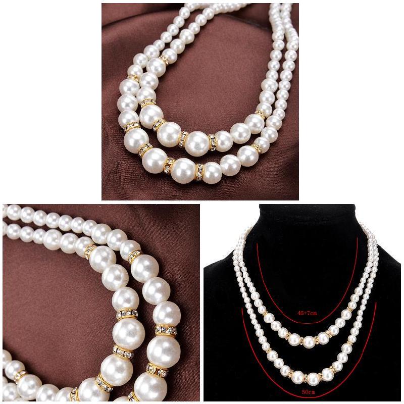 Faux Retro Layer Pearl Women Necklace 