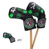 Big Teeth Golf Iron Headcover Set (11 Pieces: 4-9, P, A, S, L, X) with Embroidered Numbers, Long Neck, Elastic Closure, Clover Embroidery, Synthetic L