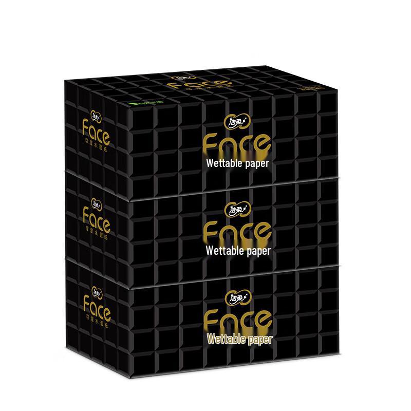 Jie Rou Black Face 4-Ply Wet-Strength Facial Tissues, 3 Boxes
