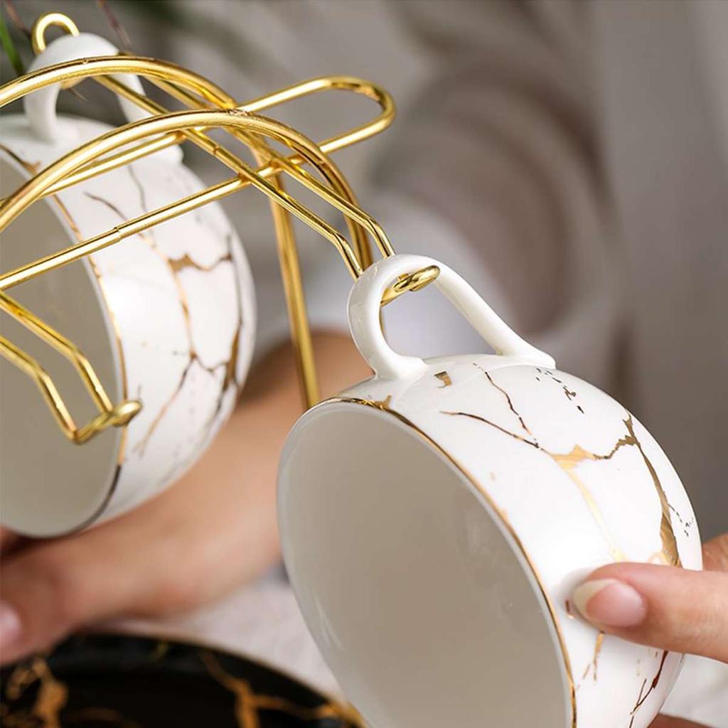 6 Tassen Ständer Metall Tassenhalter Metall Nordisch Zuhause Küche Tischplatte Kaffeetassenhalter Getränke Aufbewahrung Organizer Regal