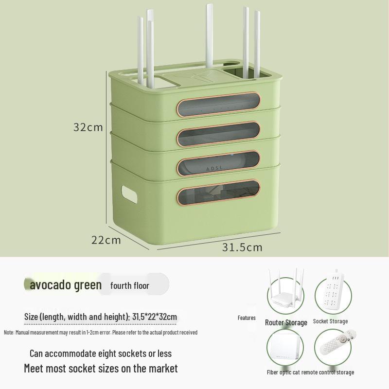 Golden Cat WiFi Router Storage Box and TV Set-Top Shelf with Wire Organizer