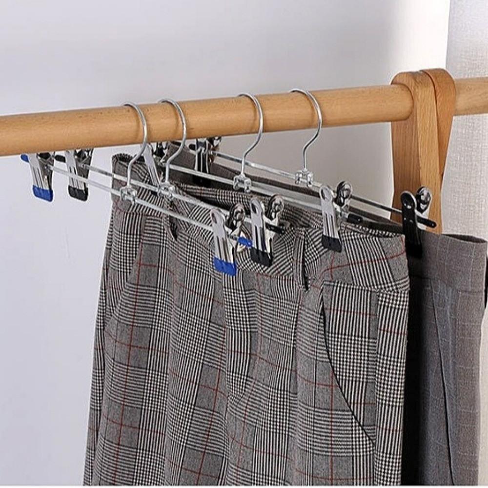 2pcs Space-Saving Pants Hangers Stainless Steel Underwear Hanger Portable Clothes Rack Dorm Use