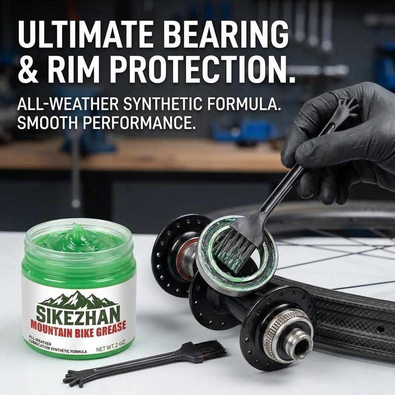 2oz Bike Grease with Brush, Waterproof Anti-Rust High Temp Synthetic Lube for MTB & Road Bike Bearings, Hubs & Headsets