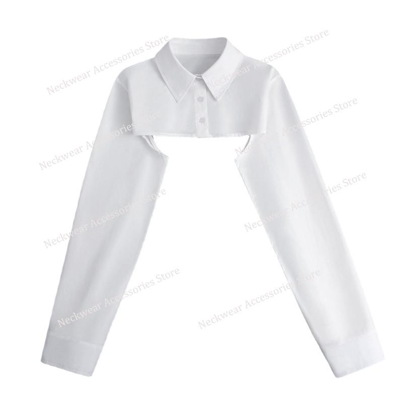 Cotton Long Sleeved Fake Collar Small Cape for Womens Shirt Detachable Collar Blouse Style False Collar for Summer