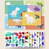 3D-Aufkleber-Puzzle Malbuch Feinmotorik Konzentrationstraining Tier Dinosaurier Fahrzeug Lernen Kinder Pädagogisch Geometrisches Aufkleber-Puzzle Malen