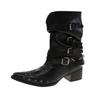 Fashion Vintage Rivet Hottie Woman Knight Boots Shoes Autumn Ladies Elegant Pointed Toe Thick Heel Western Cowboy
