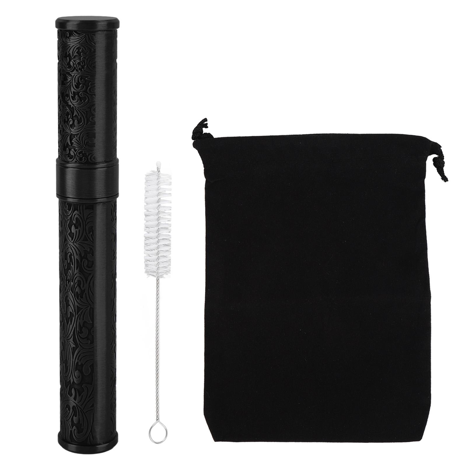 

Tube Container Embossed Water Proof Portable Stylish Zinc Alloy Storage Tube Leakproof Multipurpose for Food Paper Small Items чёрный