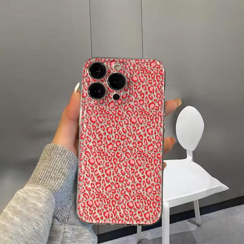 Red Leopard Silicone Clear Phone Case For iPhone 17 16 Pro Max 15 14 13 Mini 12 11 X XR XS 17 Air 16E 15 Plus Soft Clear Cover