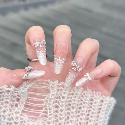 Armură pură de purtat pe mână Manichiură fluture high-end French Flash Praf de zirconiu Diamant