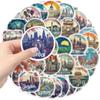 50PCS City Collage Lee Designsca Graffiti Sticker Decorative Luggage Water Cup Phone Case Guitar Waterproof Decal Toy