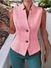 New Women's Commute V-Neck Button-Down Sleeveless Vest Jacket Top