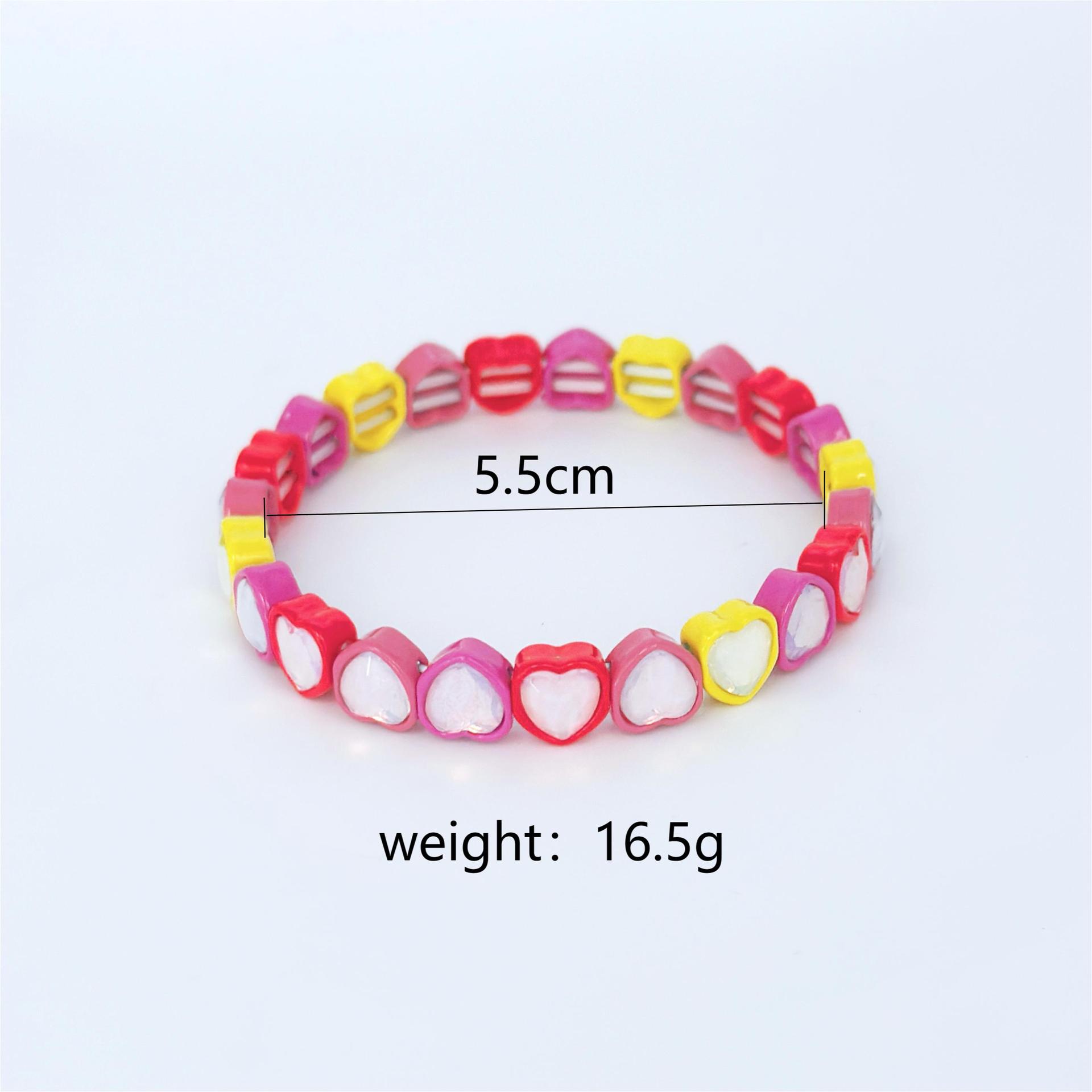 

Ветер Мода Любовь Бриллиантовый инкрустированный цветной эмалированный эластичный браслет Браслет подходит для повседневной женской одежды Можно штабелировать