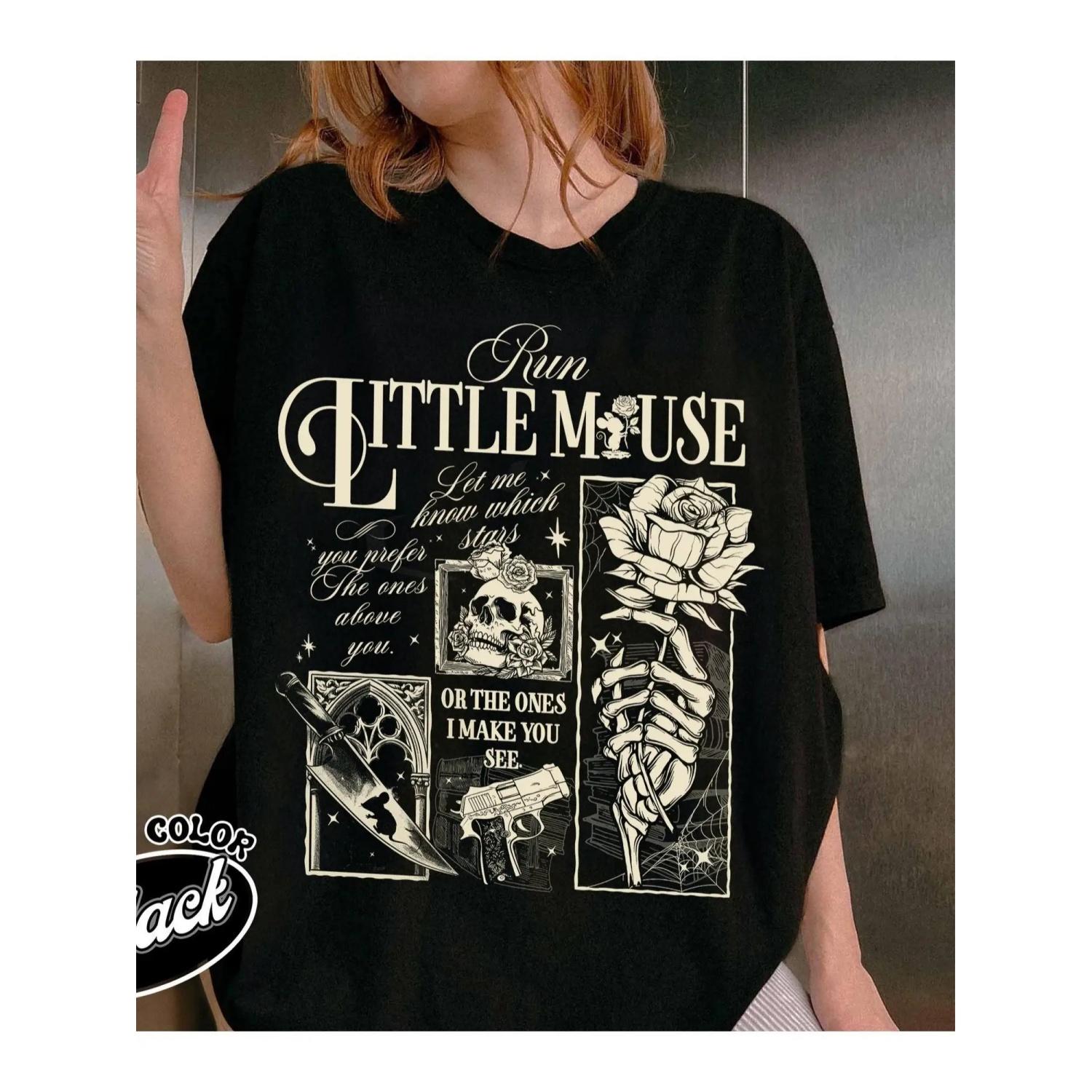 

Graphic T-Shirt Dark Romance Skull and Rose Print Casual T-Shirt Women s Fashion Drama Print Shirt Women Clothing Y2k Top S
